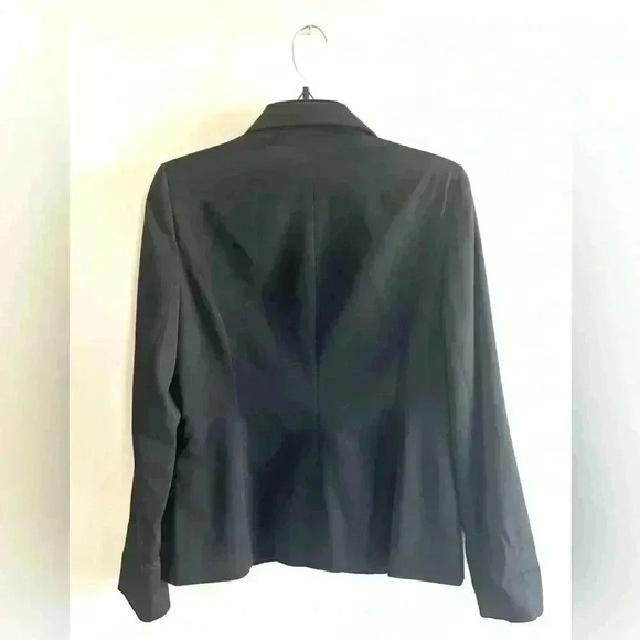 Classic stretch blazer crisp black size 8 Ak Anne Klein Two Button Suit Jacket - Picture 4 of 5